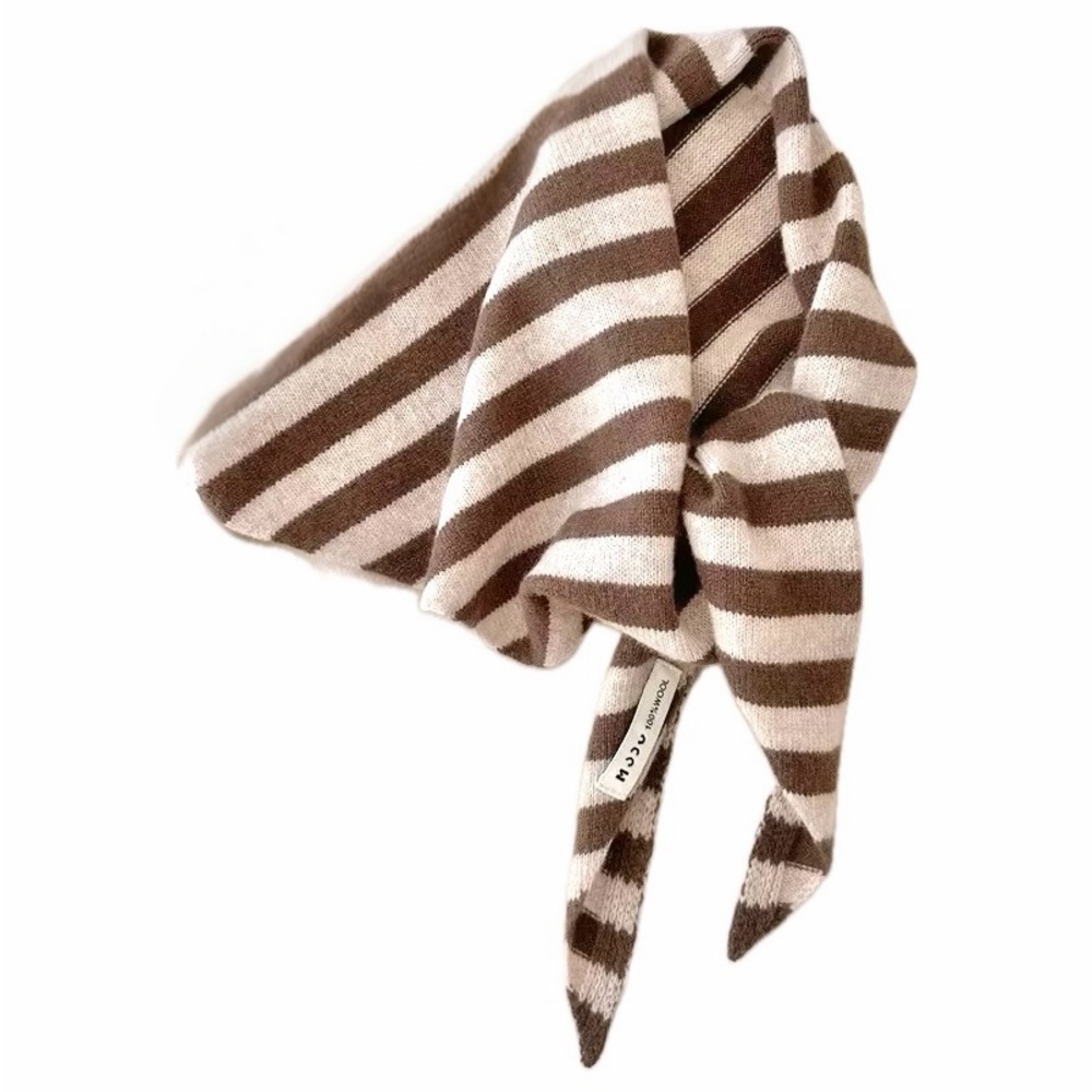 Modu Luxembourg 100% Wool Brown Striped Scarf